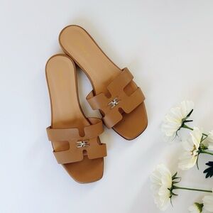 Bruno Magli Fina Slide Leather Sandal Tan